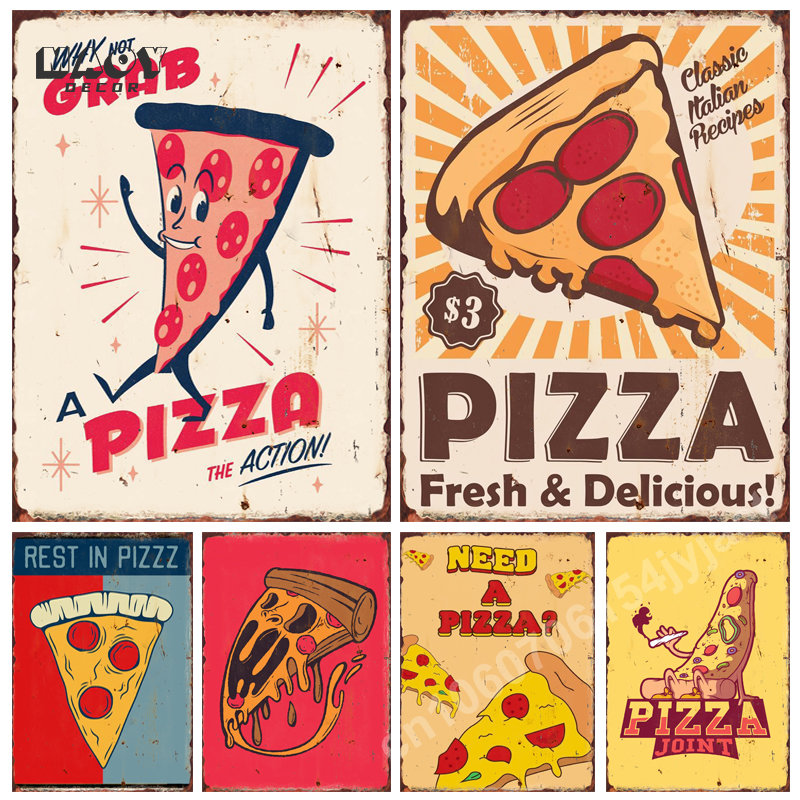 Pizza Funny Food Metal Tin Sig - Food Snacks Background review and price