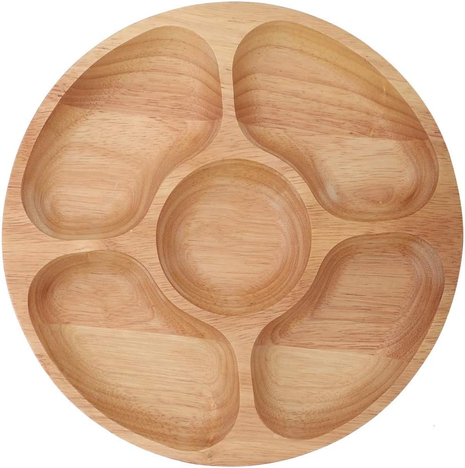 5 Sectional Tray, Wooden Divid - Food Platter Snacks review and price