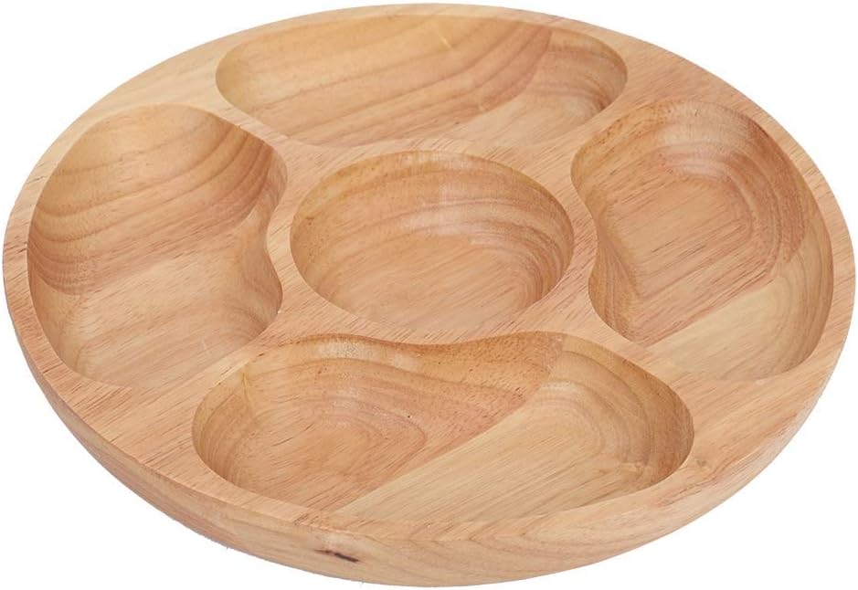 5 Sectional Tray, Wooden Divid - Food Platter Snacks review and price