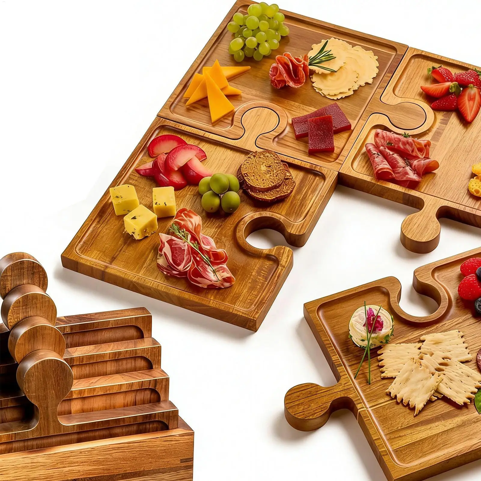 Puzzle Food Display Tray Woode - Food Platter Snacks review and price