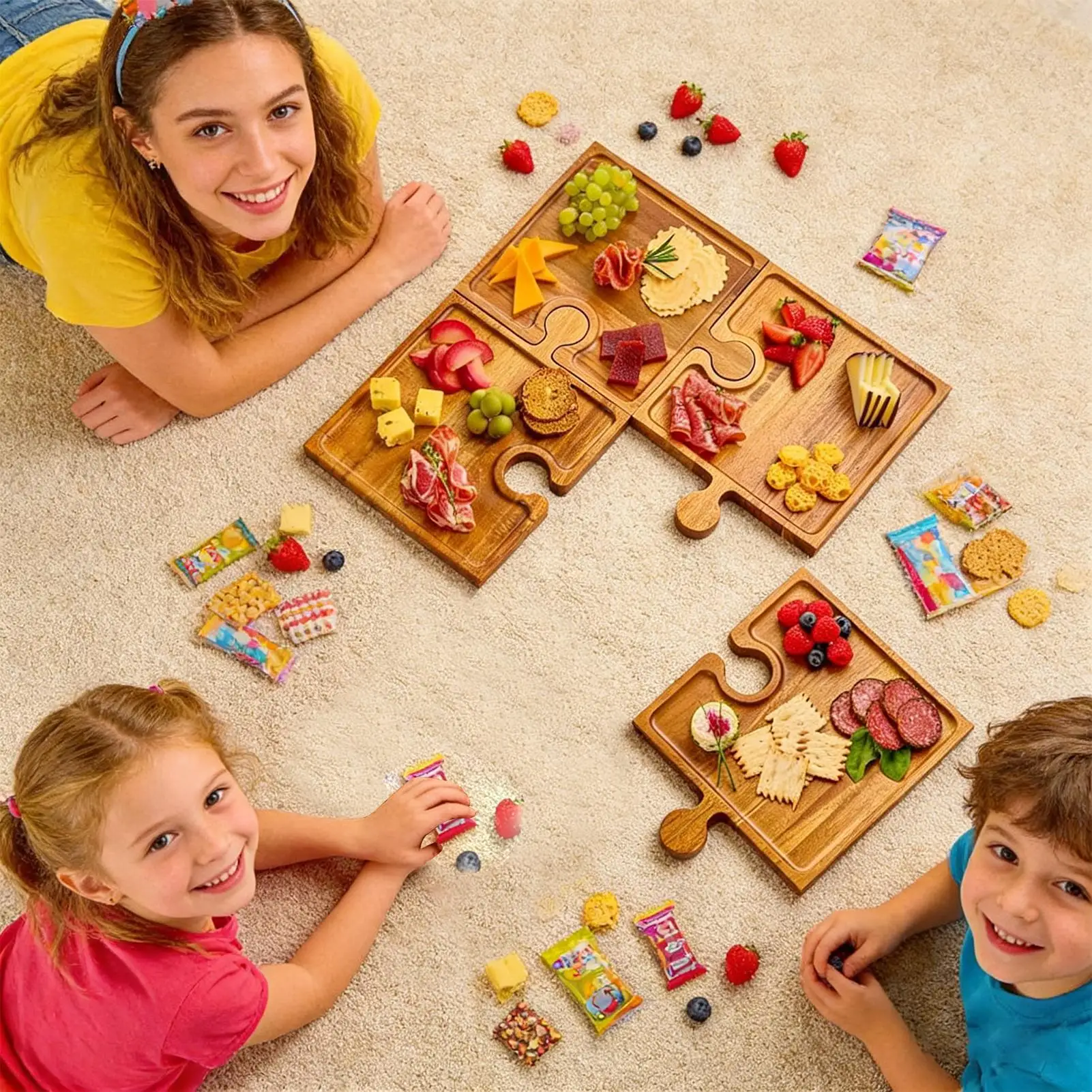 Puzzle Food Display Tray Woode - Food Platter Snacks review and price