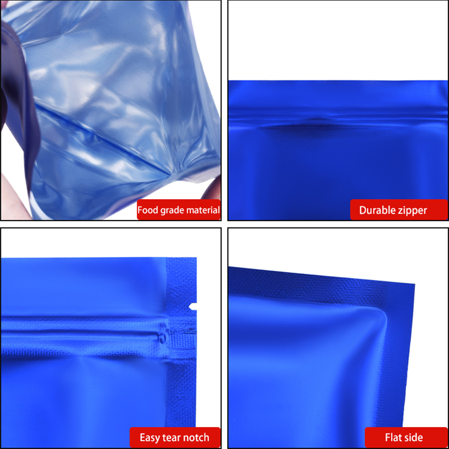 100pcs Matte Blue Foil Zipper  - Food Snack review and price