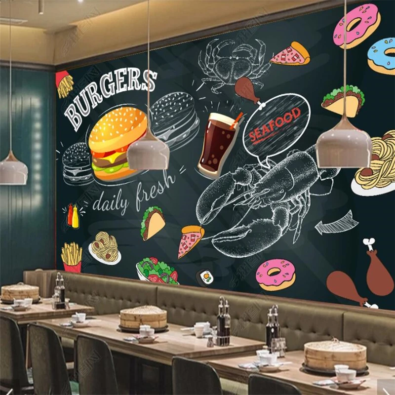 Blackboard Hand Painted Burger - Food Snacks Background review and price