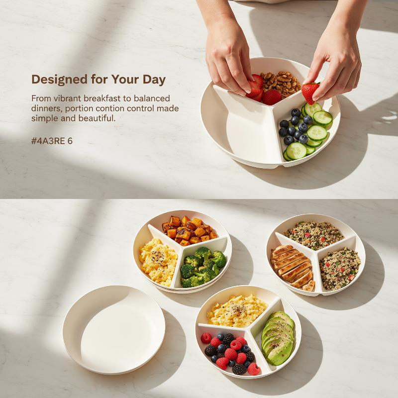 3 Compartments Grid-shaped Din - Food Platter Snacks review and price